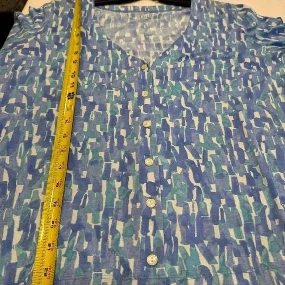 J. Jill Womens Printed Extra Fine Pima Cottton Cardigan Sweater Size M Blue NWOT - Picture 6 of 7